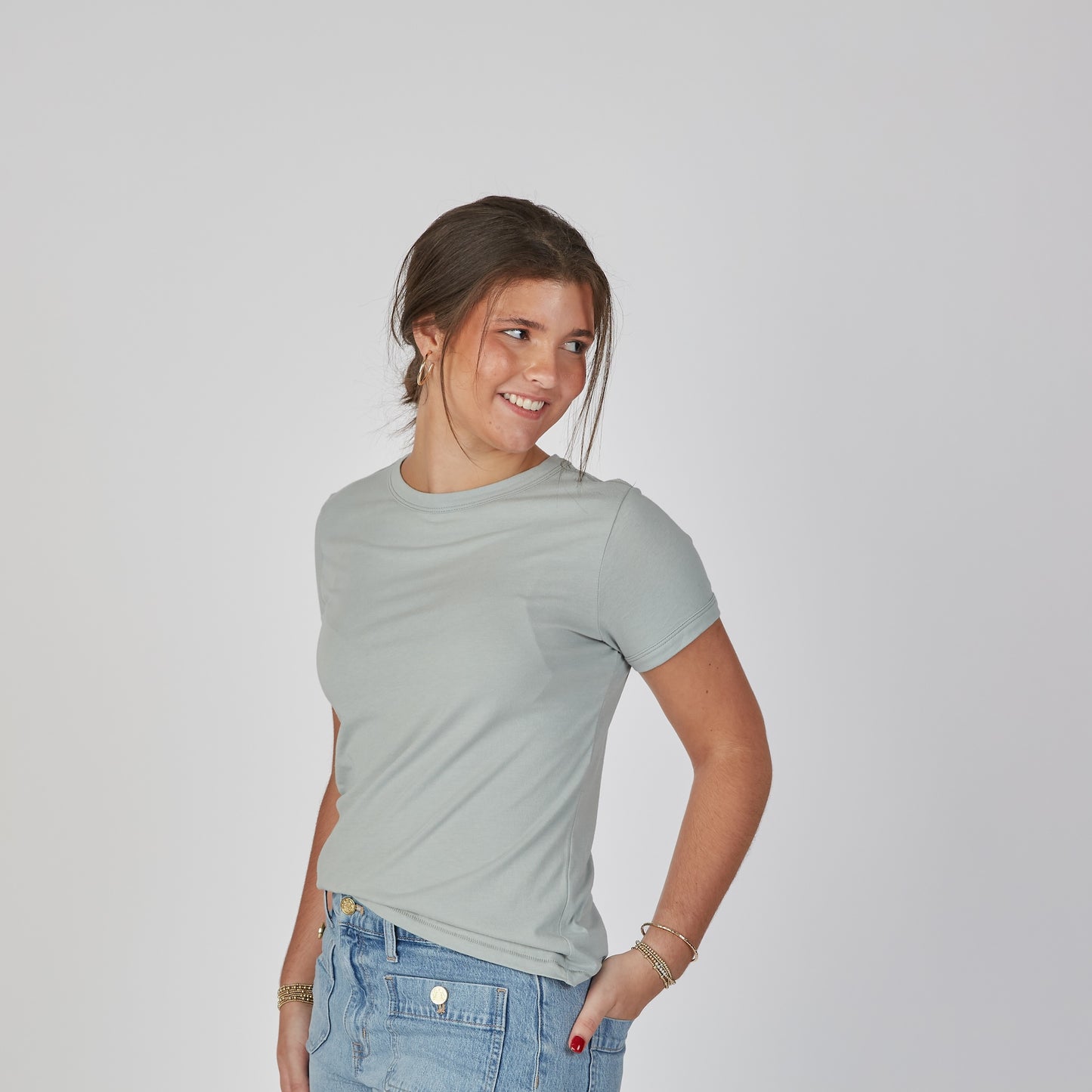 Polished Tee in Sea Glass Blue - Short Sleeve erin gray