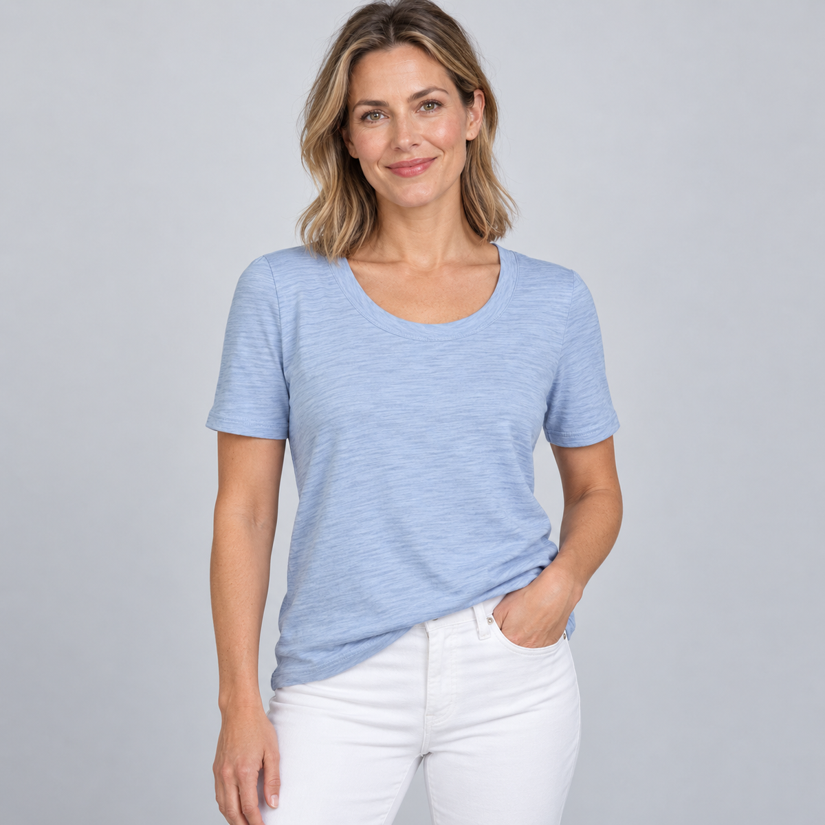 Petite Saturday Short Sleeve Tee in Periwinkle erin gray