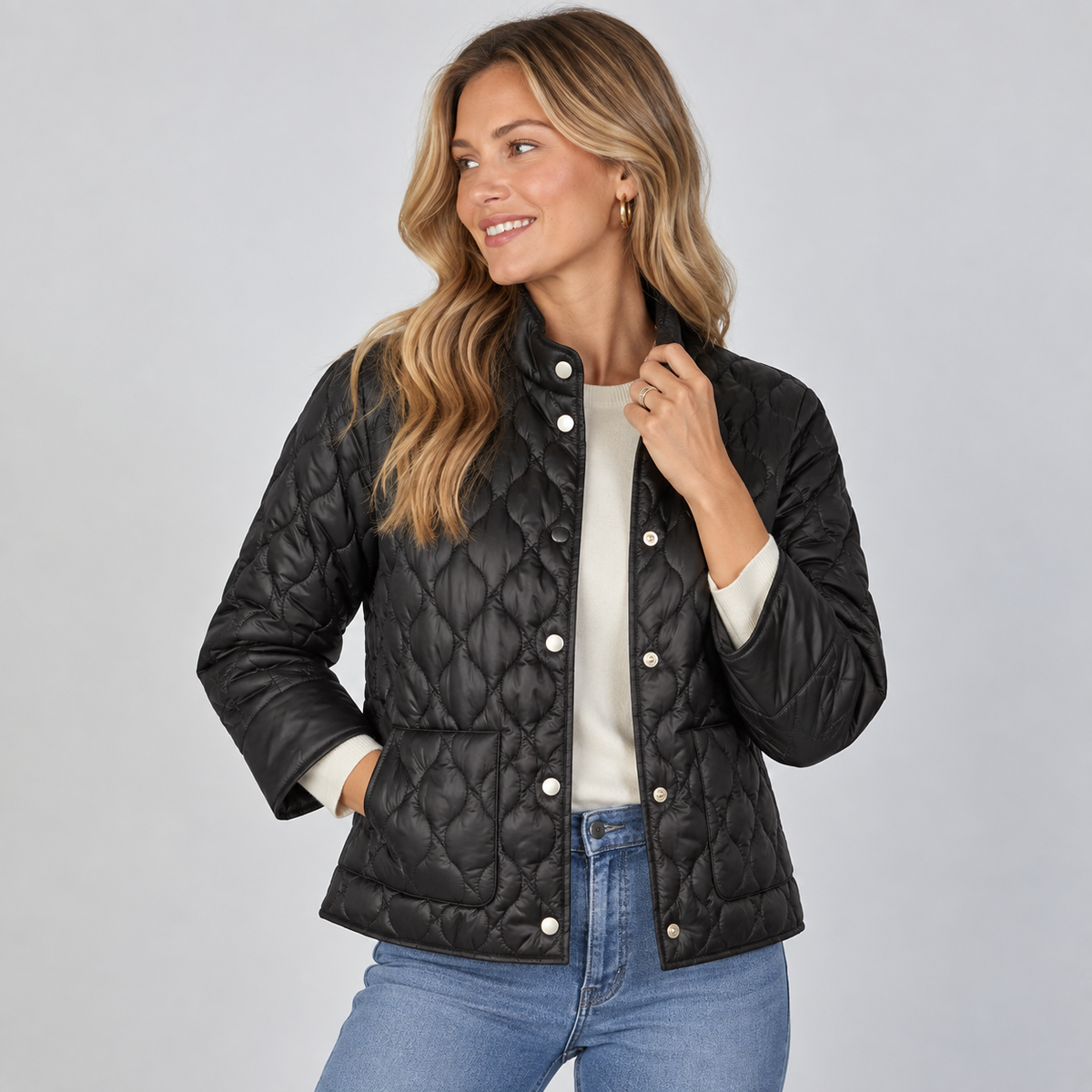 Jacqueline 3/4 Sleeve Jacket in Black erin gray