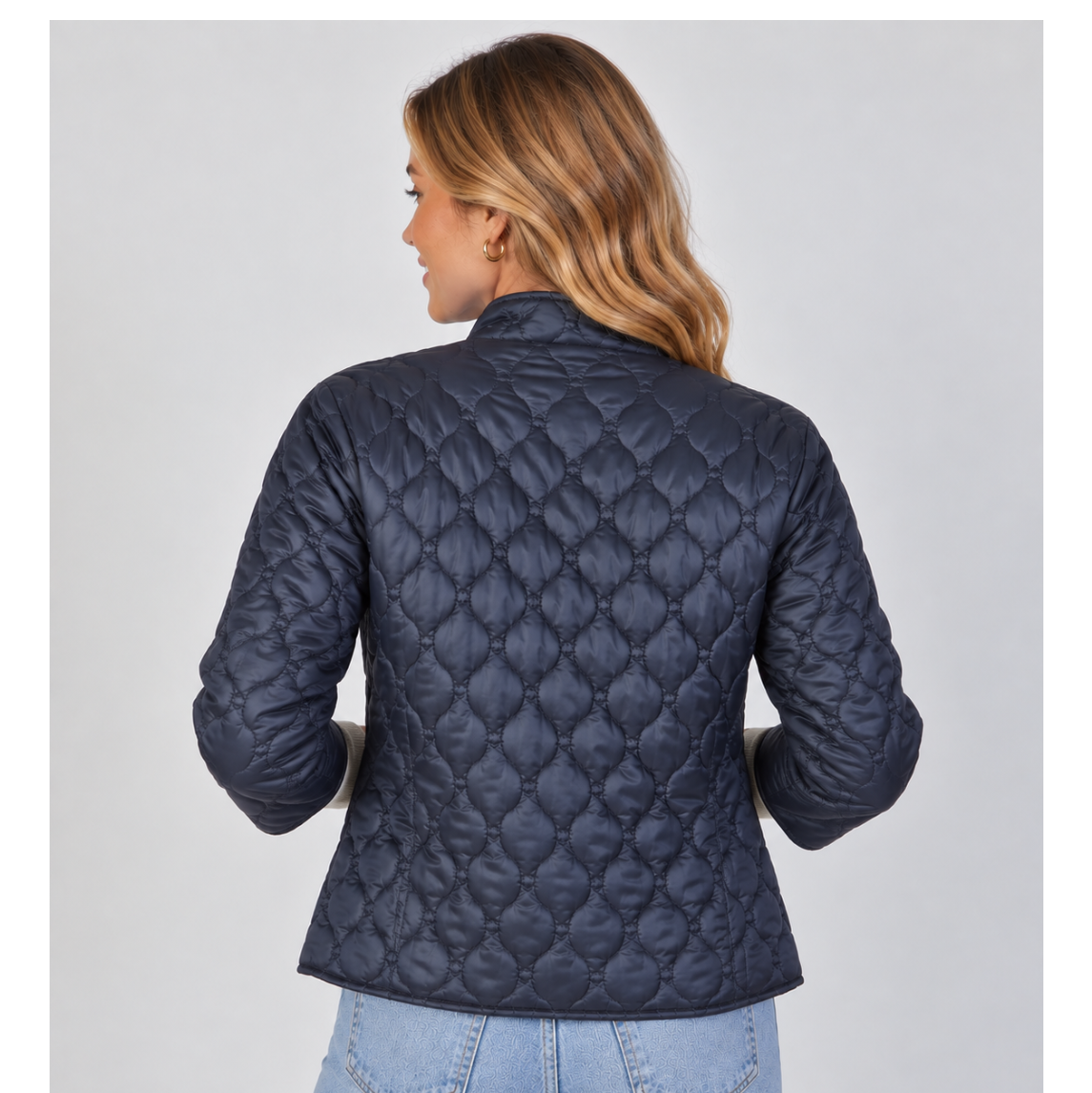 Jacqueline 3/4 Sleeve Jacket in Navy erin gray