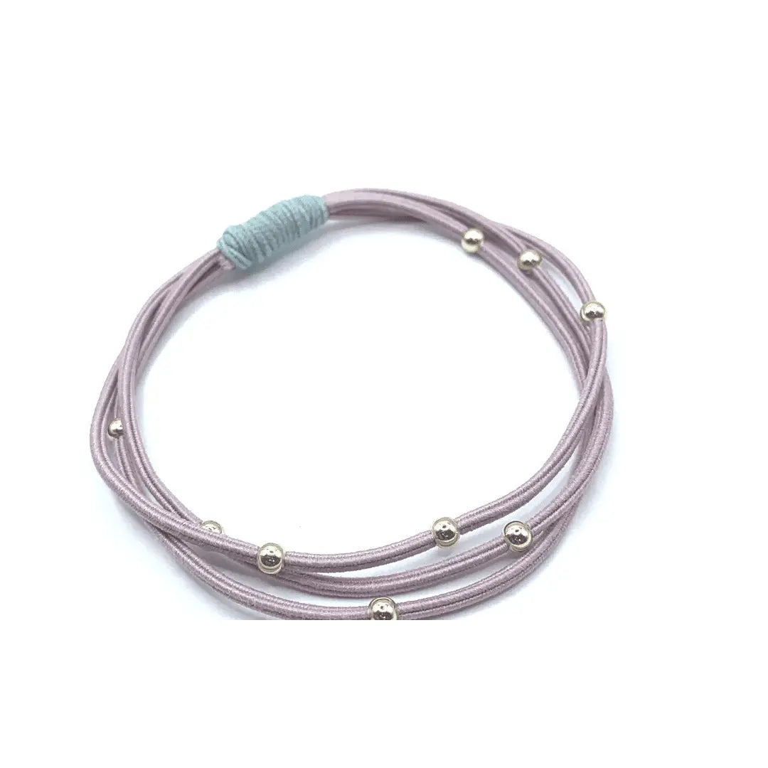 erin gray Single Water Pony 3mm gold waterproof hair band in pink and light blue, stylish hair accessory for all-day wear