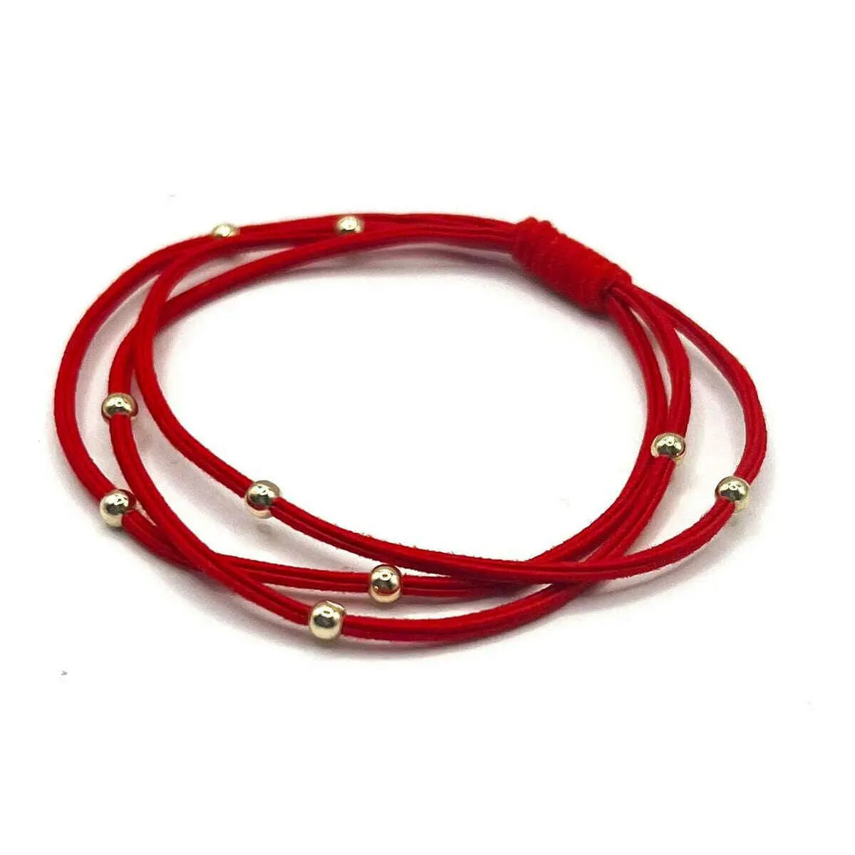Red waterproof hair band by erin gray, single Water Pony 3mm gold hair accessory for secure, stylish hair styling.