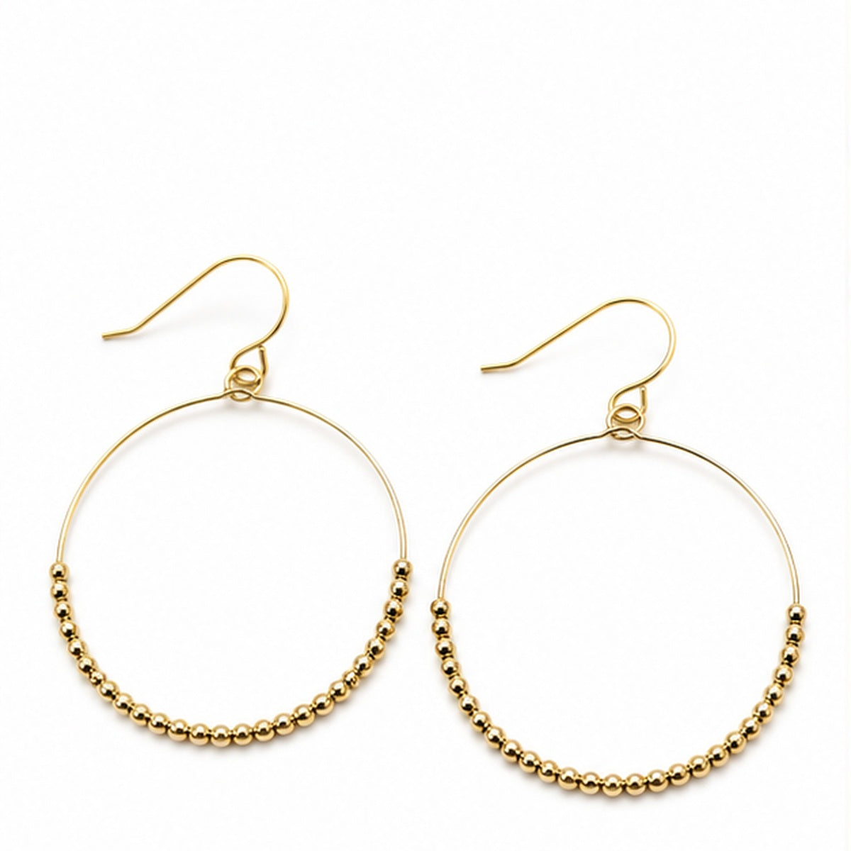 Gold filled Simple Beaded Hoop Danglers - Waterproof erin gray