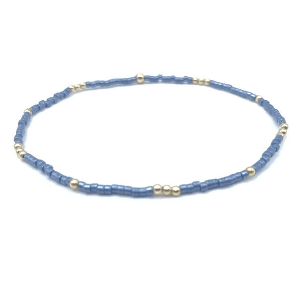 erin gray:2mm Newport STEEL BLUE + Gold Filled Waterproof Bracelet,7.0