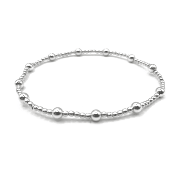 erin gray:2mm Sterling Silver Waterproof Karma bracelet (with twelve 4mm)