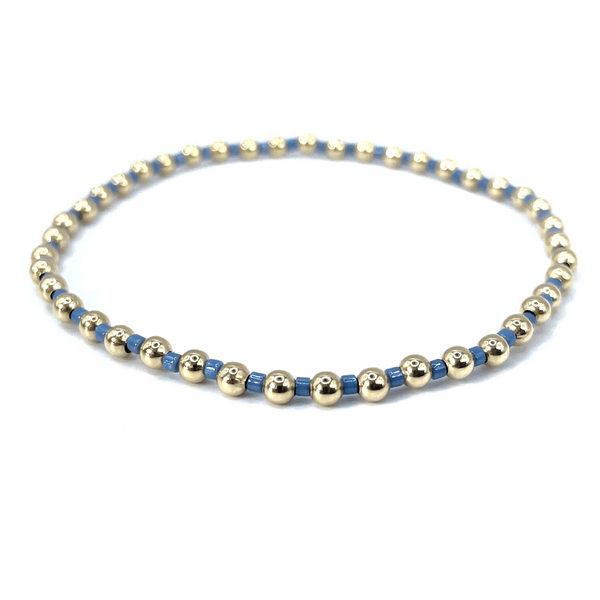 erin gray:3mm Color Crush Newport STORMY Blue & Gold Waterproof Bracelet 6"-6.5"-7"-7.25",7.25"