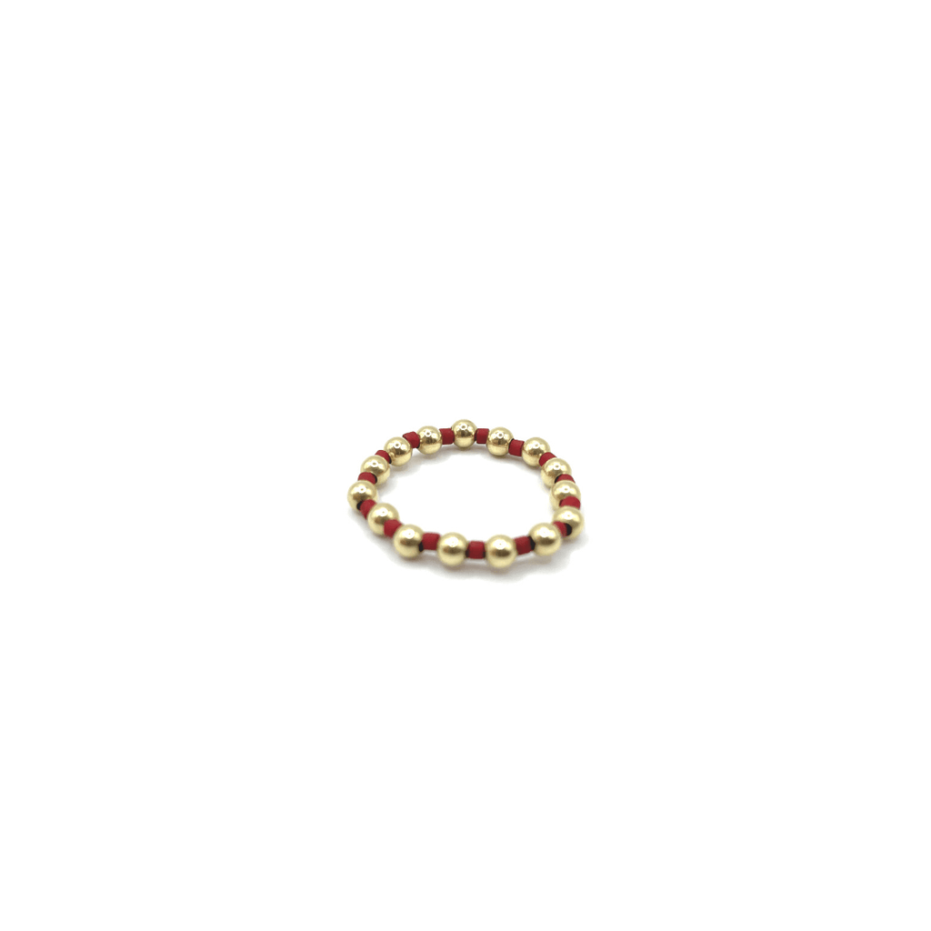 erin gray:3mm Waterproof Stretch Ring Color Crush Newport CRIMSON Red & Gold Filled