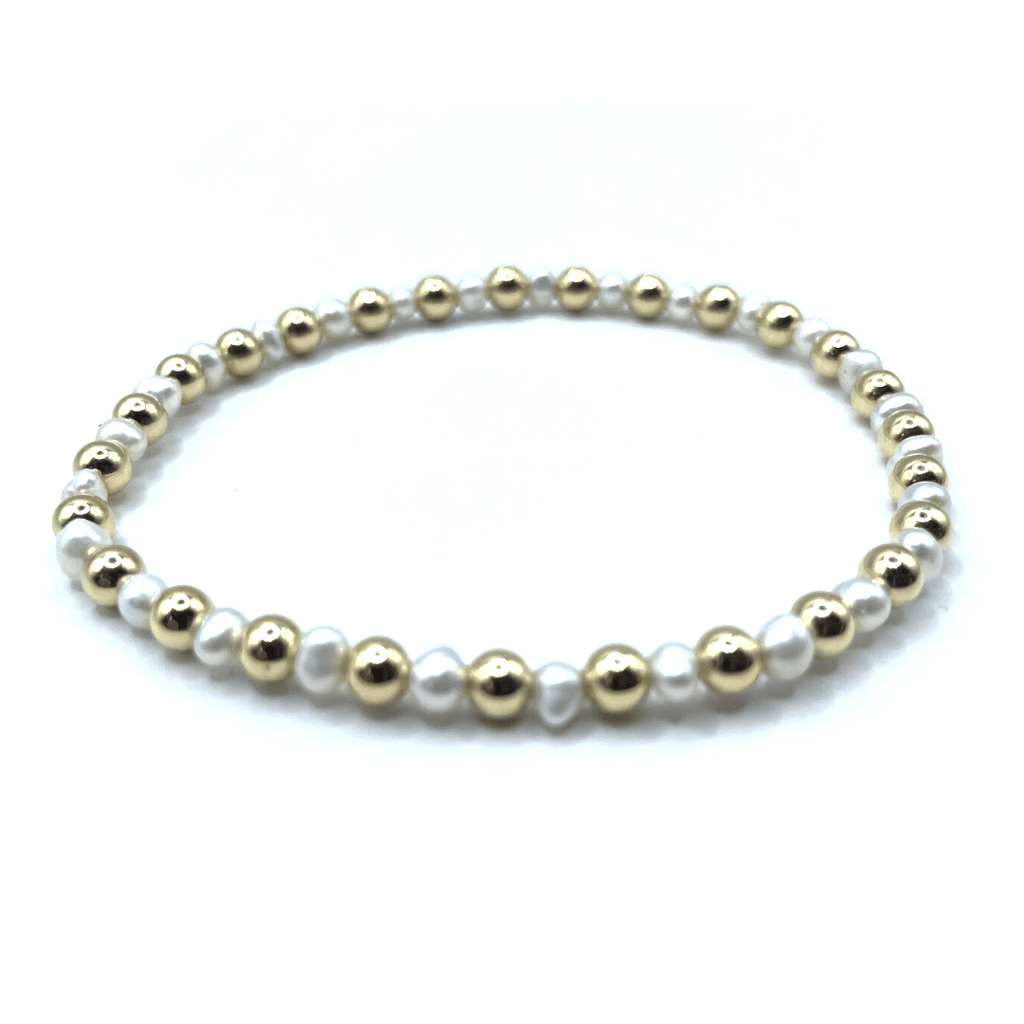 erin gray:4mm Montauk 14k Gold and Pearl Waterproof Bracelet,7.0