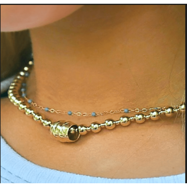 erin gray:5mm+2mm 14k Gold-Filled Waterproof Dimension Barrel Necklace