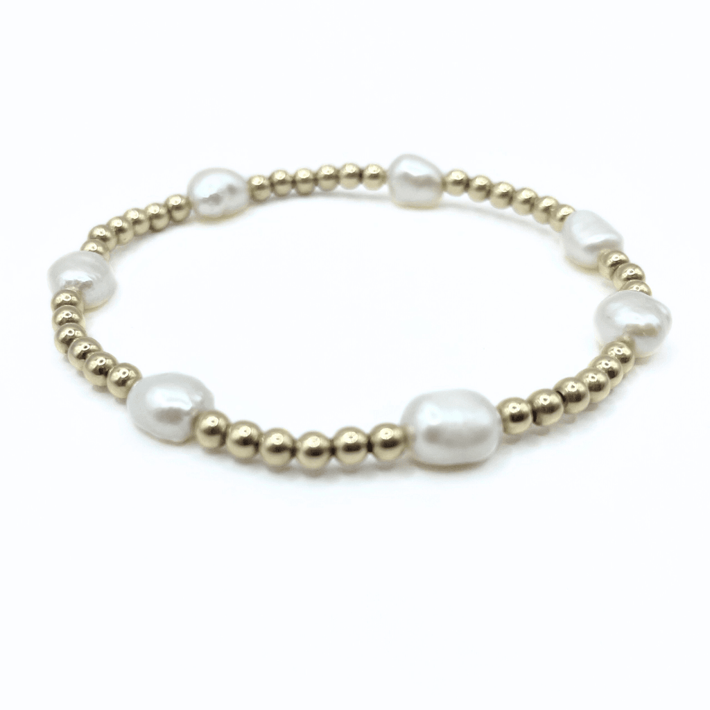 erin gray:Baroque Patterned Pearl Bracelet in 14k Gold-Filled,6.5"