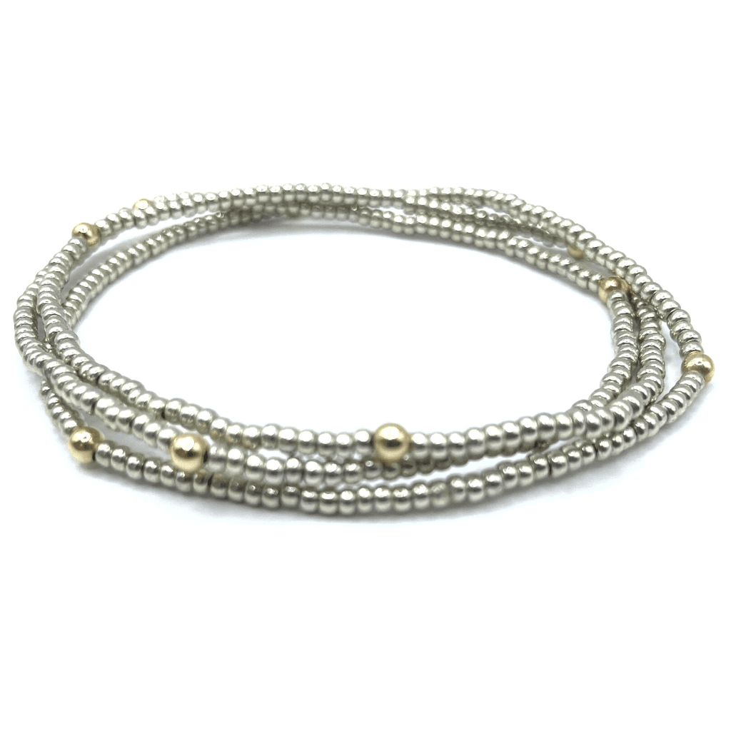erin gray:BOHO Bracelet Stack in Platinum + Gold Filled