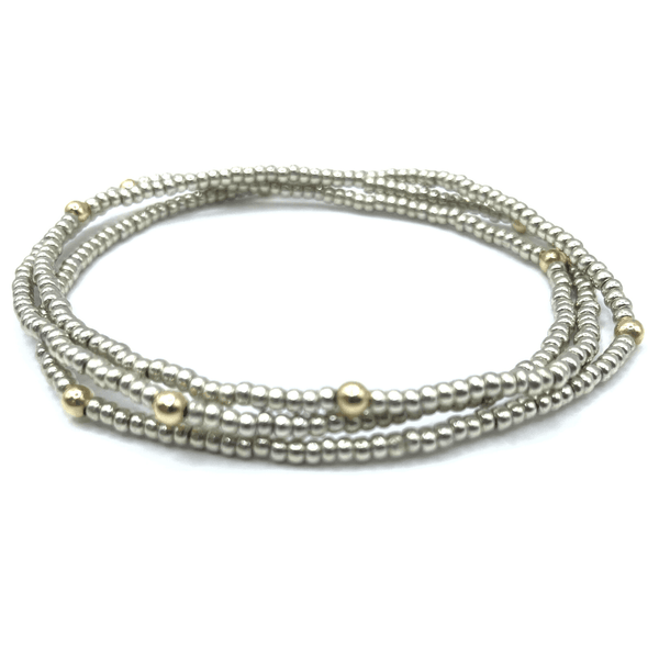 erin gray:BOHO Bracelet Stack in Platinum + Gold Filled