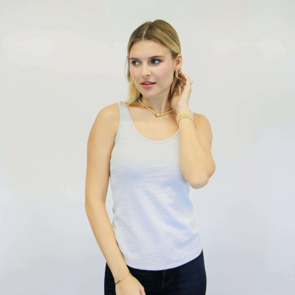 erin gray:Double Layer Pima Cotton Tank in Light Gray