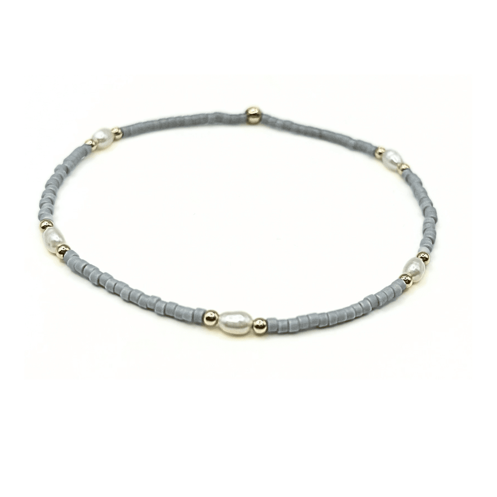 erin gray:Game Day Gold-Filled & Natural Rice Pearls Waterproof Bracelets,Gray