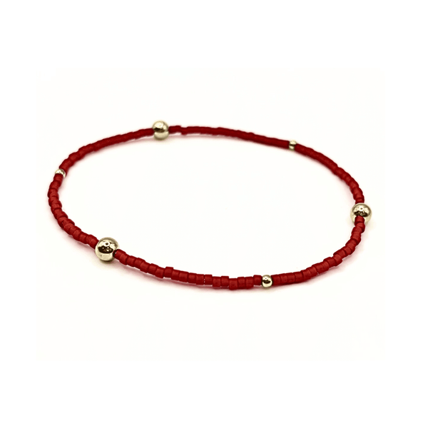 erin gray:Game Day Gold-Filled & Seed Bead Waterproof Bracelet Collection,Red