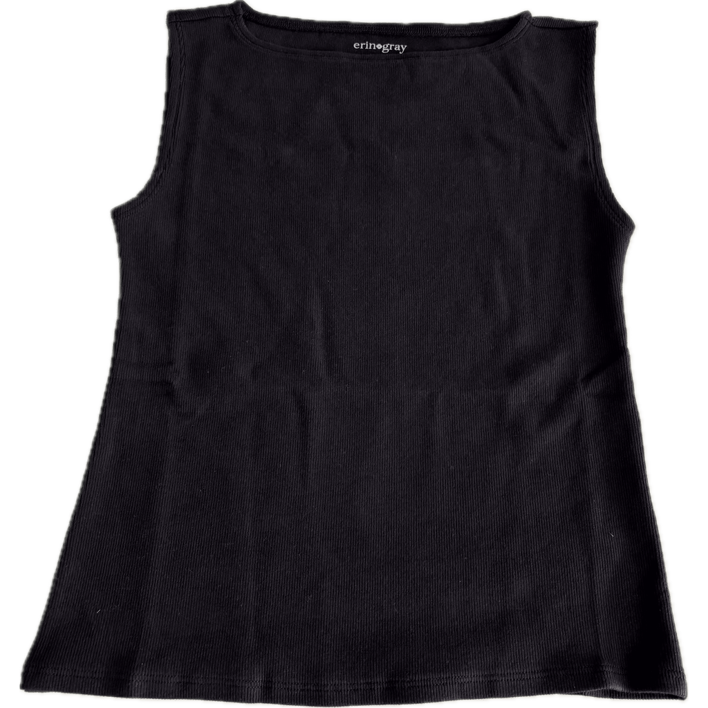 erin gray:Havana Ribbed Sleeveless Top in Black,XS