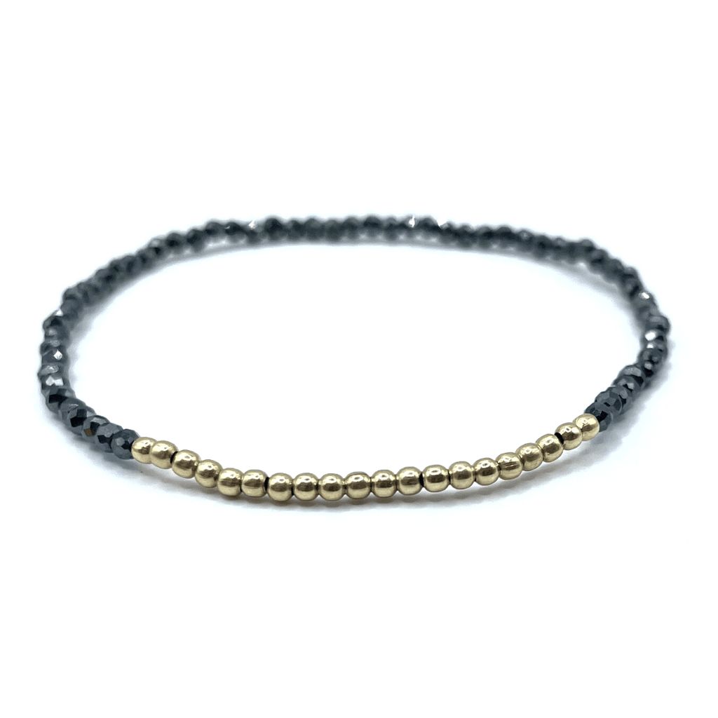 erin gray:Karma Mini Simple Stretch Bracelet in Pyrite & Gold Filled - 6.5 inch