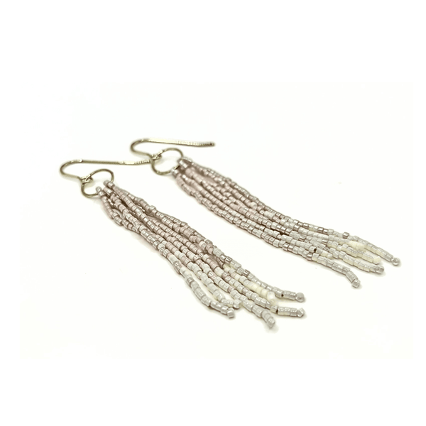 erin gray:Maui Beaded Dangling Earrings,Light Pink & Cotton