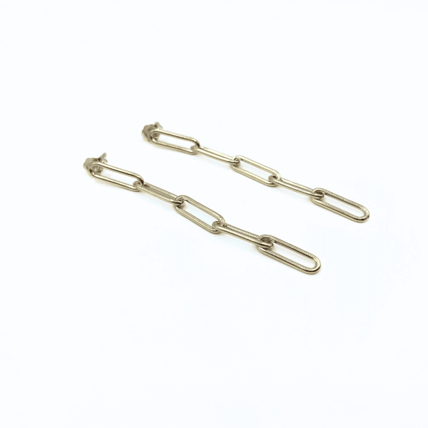 erin gray:Paperclip Chain Gold Filled Stud Earrings