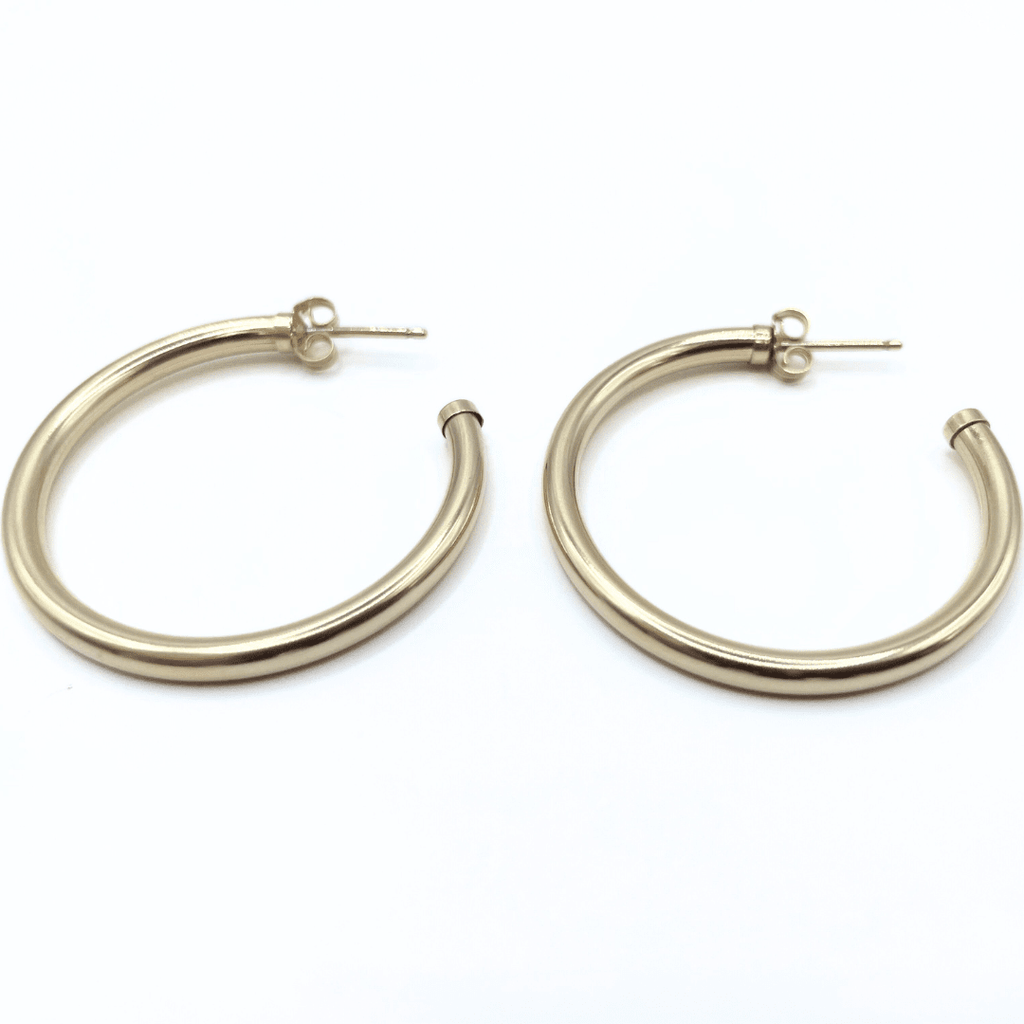 erin gray:Paris 14K Gold-Filled Post Hoop Earrings - Waterproof
