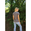 erin gray:Short Sleeve MESSY V Tee in Charcoal