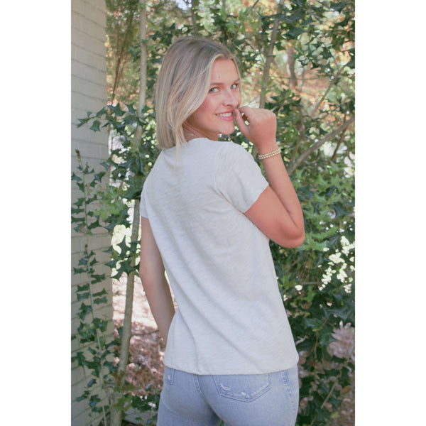 erin gray:Short Sleeve MESSY V Tee in Pale Blue
