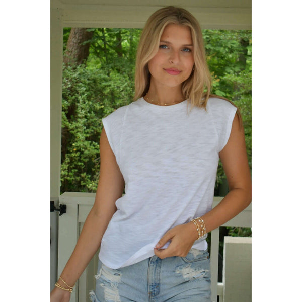 erin gray:Tyler Casual Muscle Tee in White