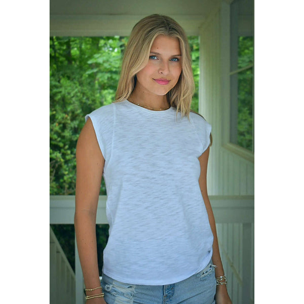 erin gray:Tyler Casual Muscle Tee in White