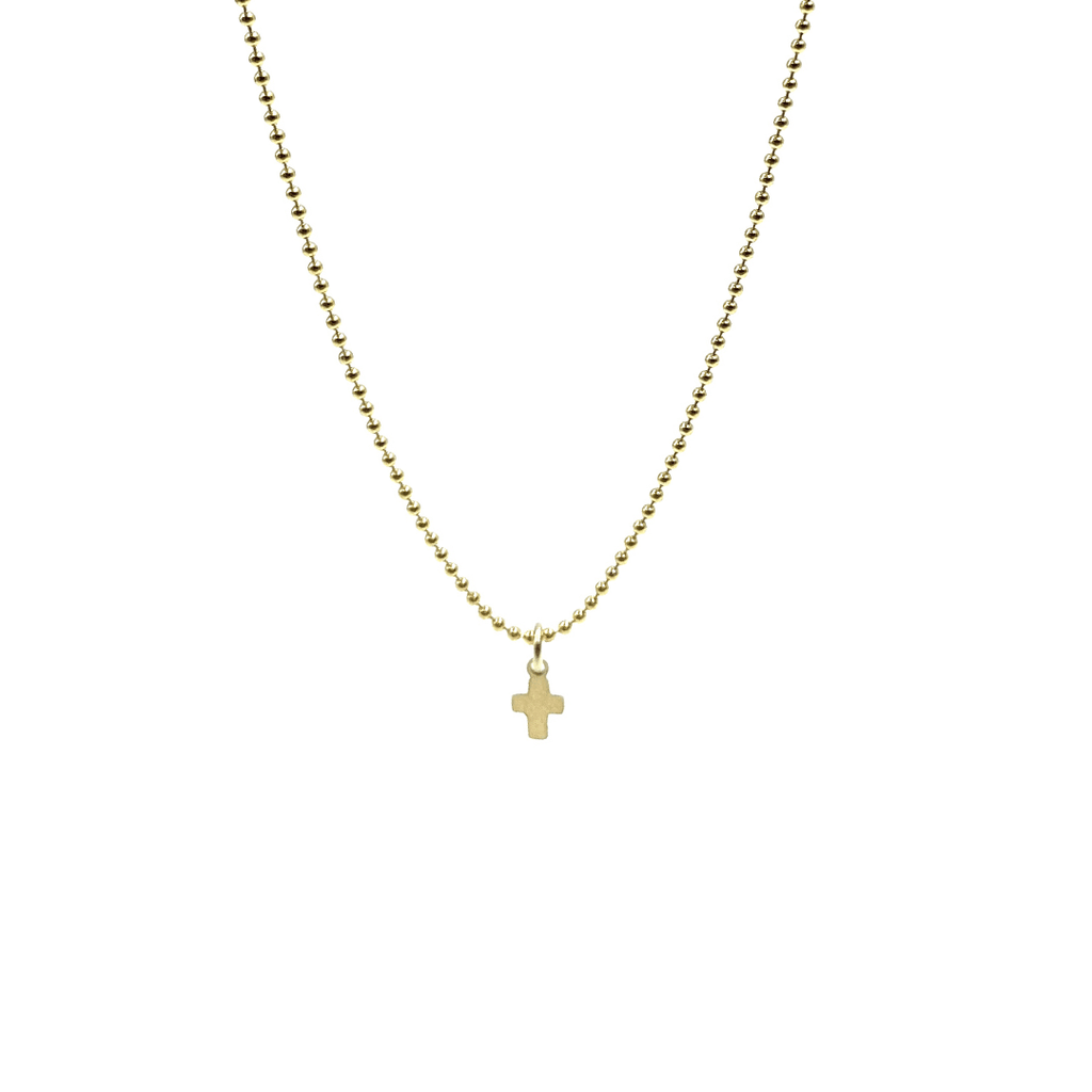 erin gray:14k Gold Filled 15" Baby Bliss Necklace with Luxe Cross- Waterproof!