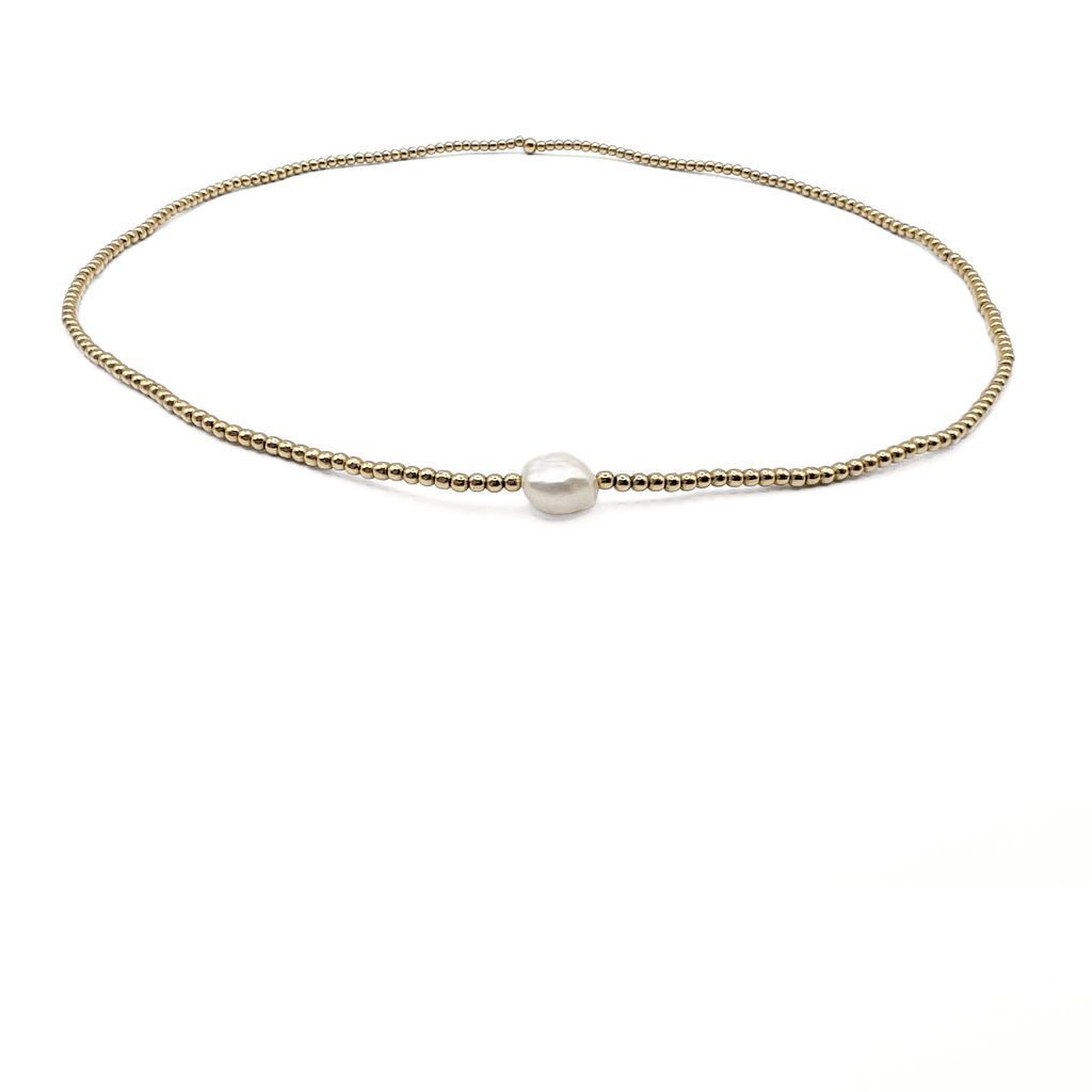 erin gray:2mm 14k Gold-Filled with Single Baroque Pearl Necklace