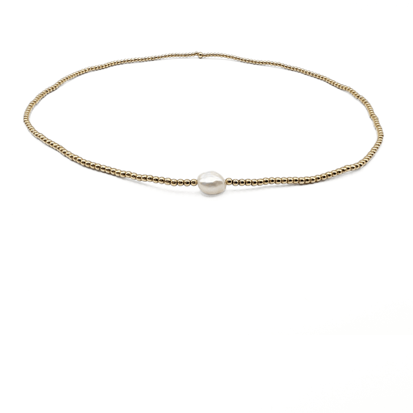 erin gray:2mm 14k Gold-Filled with Single Baroque Pearl Necklace