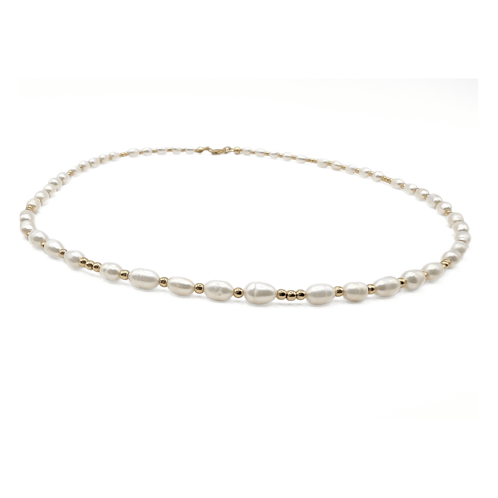 erin gray:2mm Dainty Pearl 14k Gold Filled Waterproof Necklace