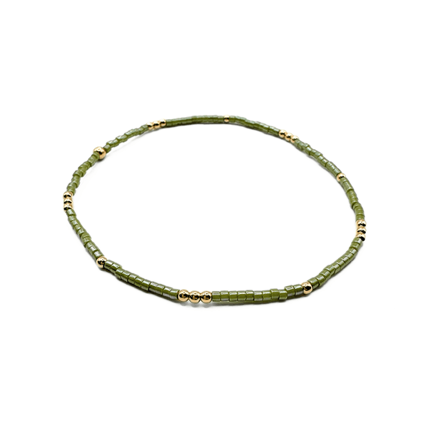 erin gray:2mm Newport EVERGREEN + Gold Filled Waterproof Bracelet