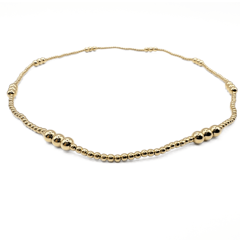 erin gray:2mm+4mm beaded 14k Gold Filled Waterproof Necklace