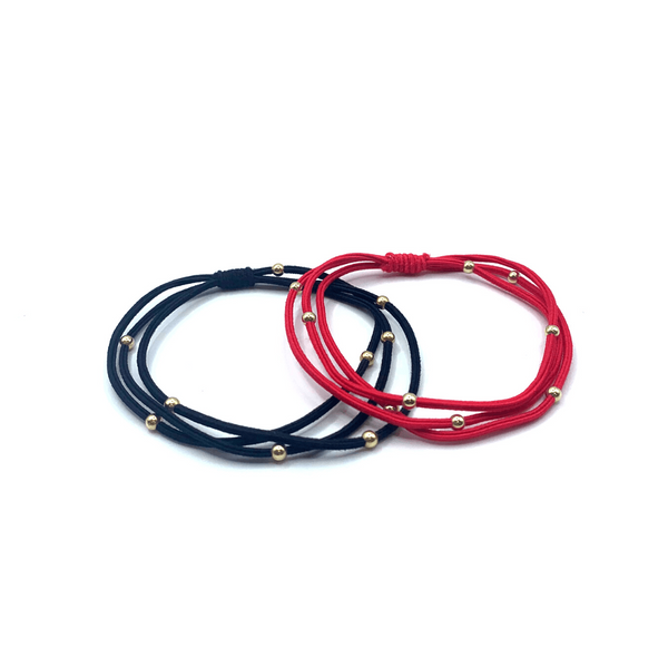 erin gray:3mm Gold Water Pony Waterproof Bracelet Hair Bands in Red and Black (#6)