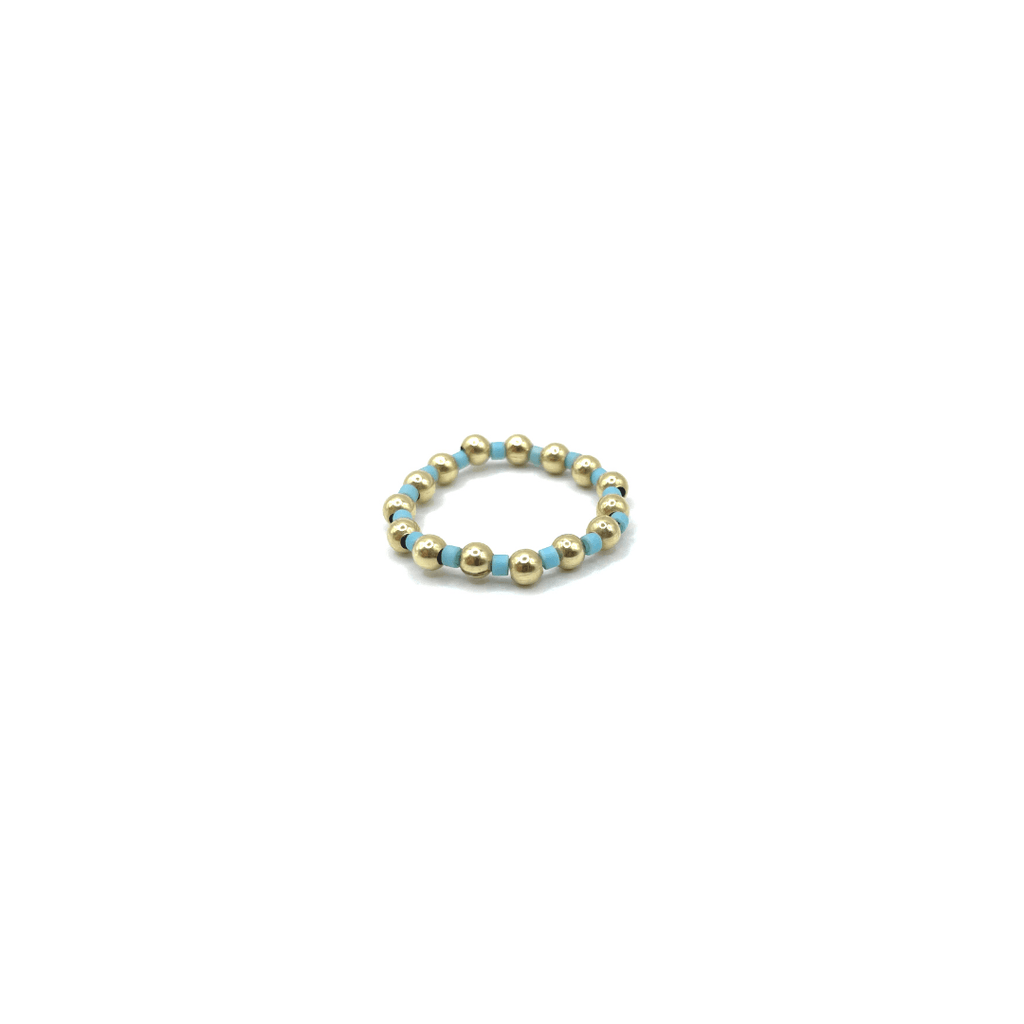 erin gray:3mm Waterproof Stretch Ring Color Crush Newport DENIM Blue & Gold Filled