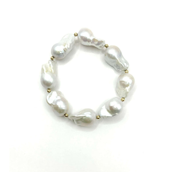 erin gray:Big Baroque Pearl and Gold-Filled Beaded Bracelet - Waterproof!