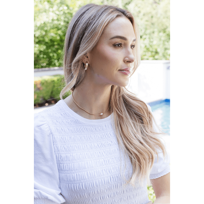 erin gray:Brigitte Smocked Top in White