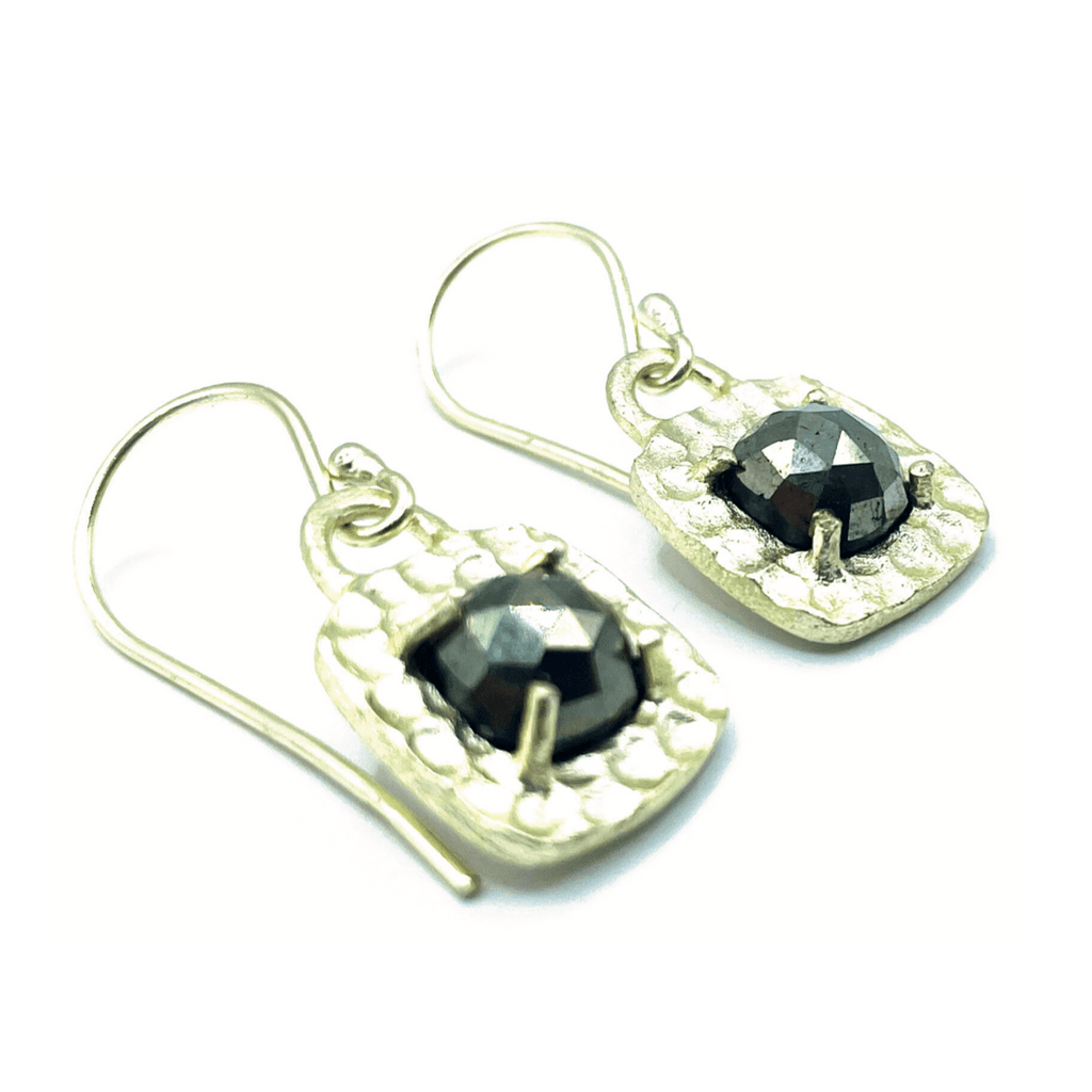 erin gray:Cabo Hammered Square and Pyrite Earring