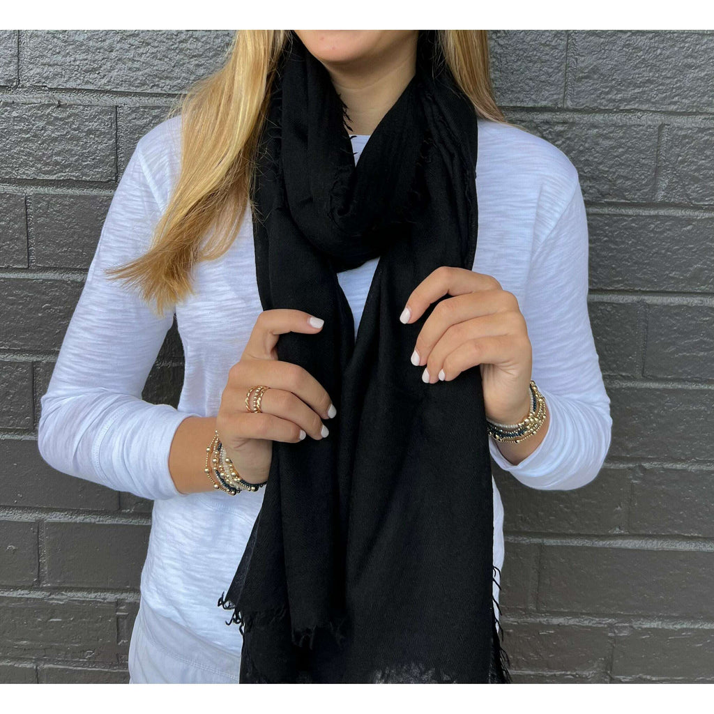 erin gray:Cashmere Scarf,Black