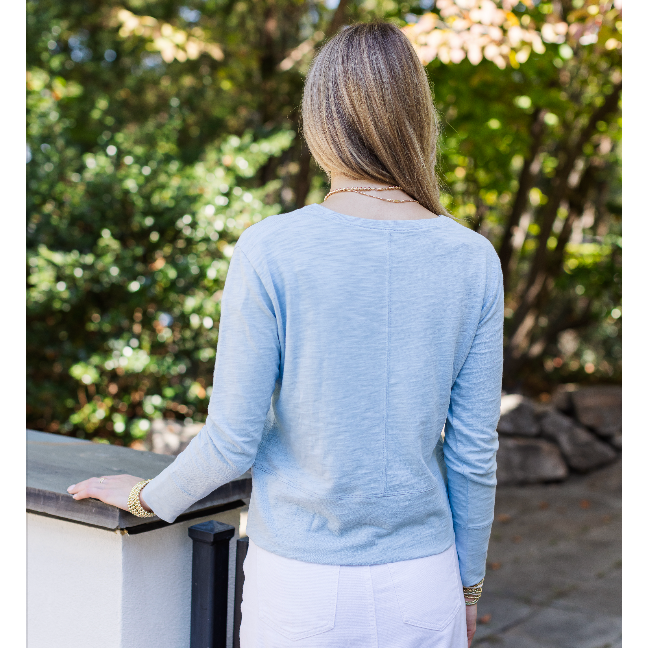 
                      
                        erin gray:Celia Perfect Length Tee in Chambray- Long Sleeve
                      
                    