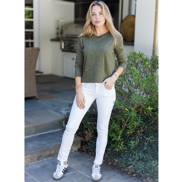 erin gray:Celia Perfect Length Tee in Olive - Long Sleeve