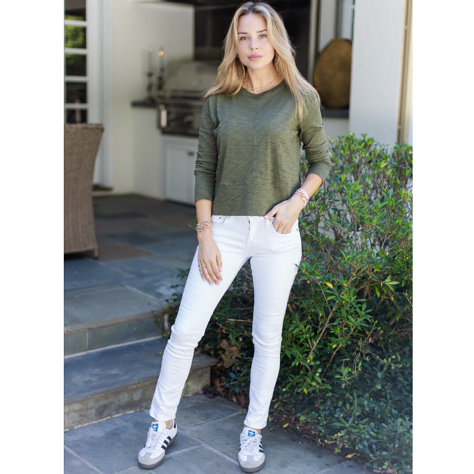 erin gray:Celia Perfect Length Tee in Olive - Long Sleeve