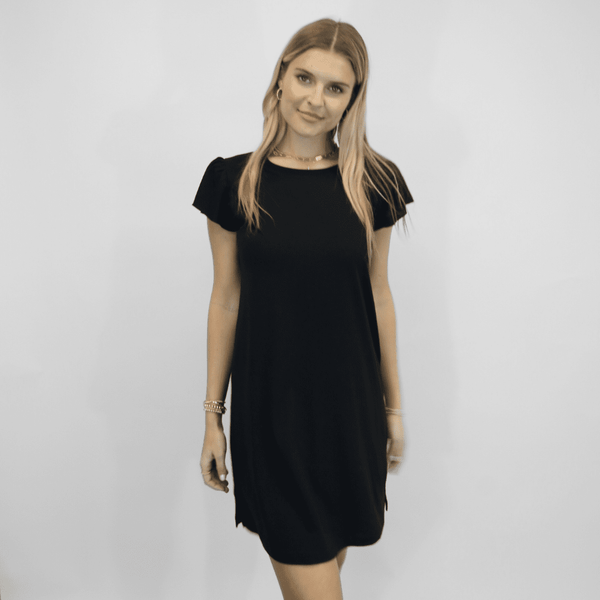 erin gray:Flutter Dress in Black,XS