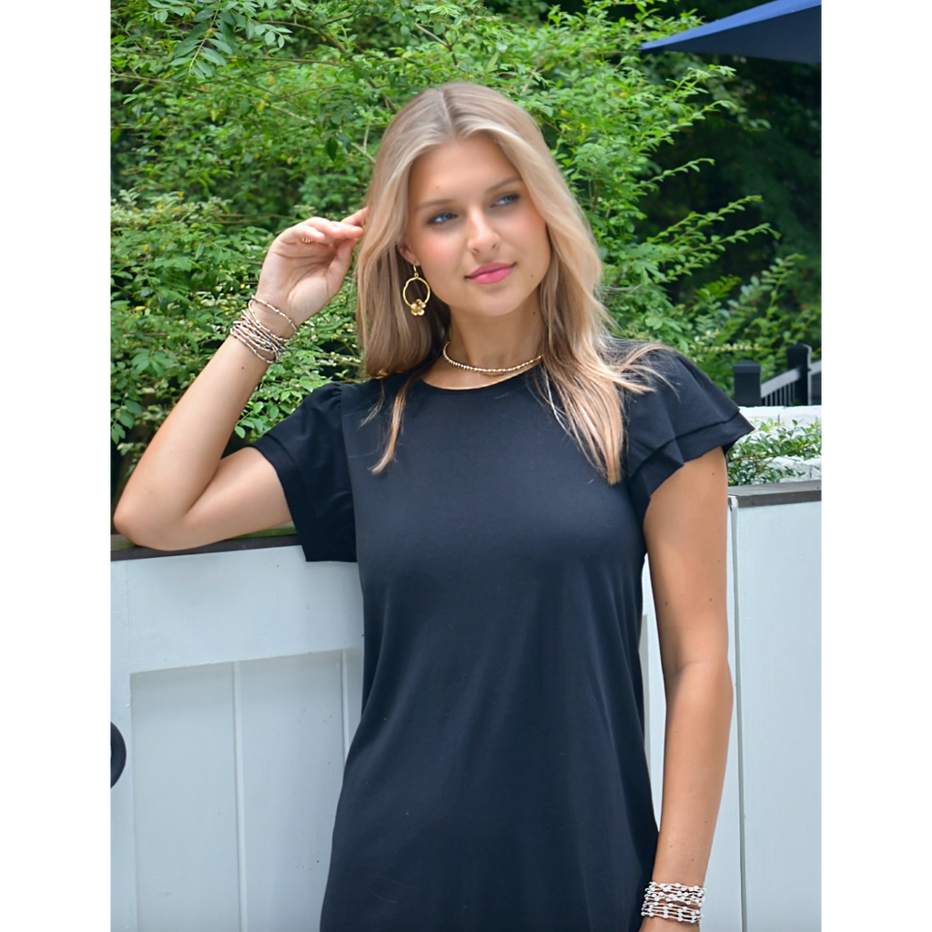 erin gray:Flutter Dress in Black,XS