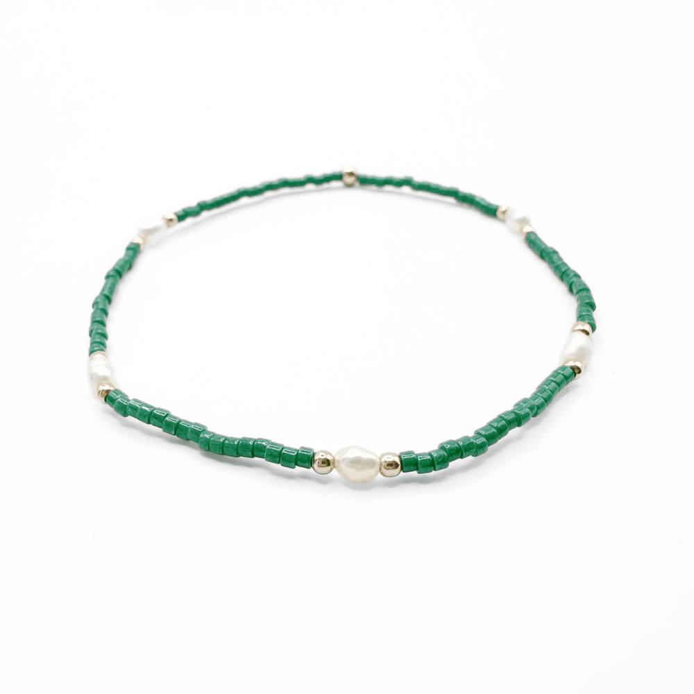 Game Day bracelet in pearl, green, and gold – Erin Gray
