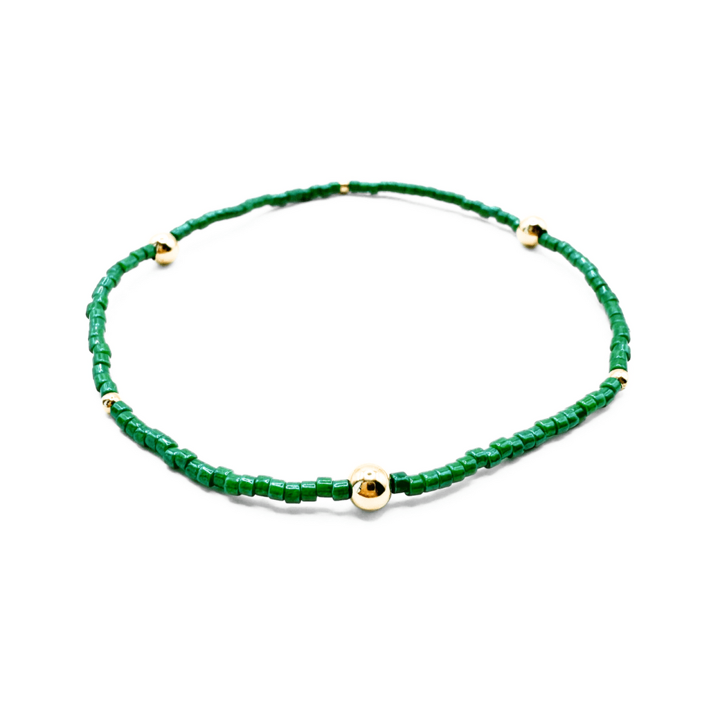 erin gray:Game Day Gold-Filled & Seed Bead Waterproof Bracelet Collection,Green