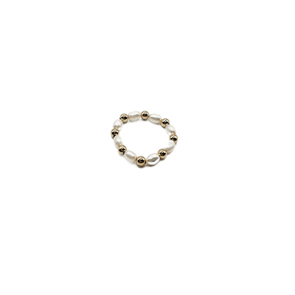 erin gray:Gold-Filled 3mm & Natural Rice Pearl Waterproof Stretch Ring