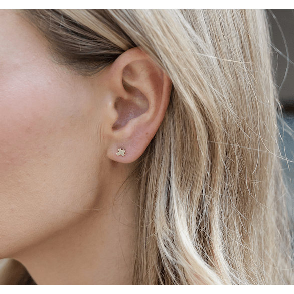 erin gray:Itty Bitty Cross Studs in 14k Gold-Filled