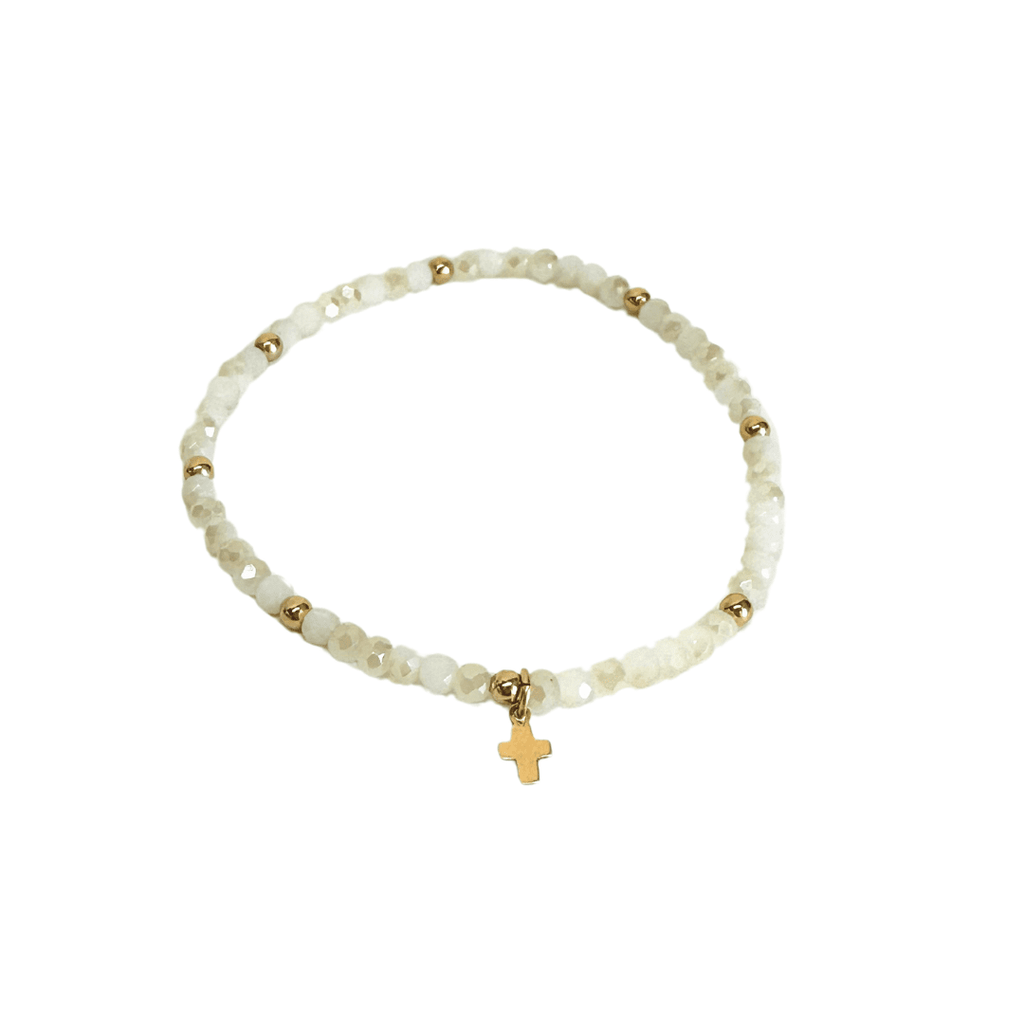 erin gray:Luxe Cross Bracelet in WINTER WHITE